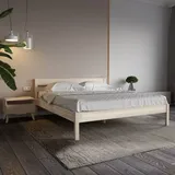 Hansales Holzbett 180x200 cm Kaja Scandi Style ohne Rollrost aus unbehandeltem hartem FSC® Birken Massivholz - über 350 kg - Doppelbett Bettgestell mit Kopfteil.