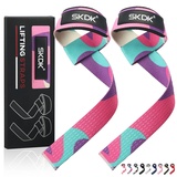 SKDK Zughilfen Krafttraining Frauen Bodybuilding,Lifting Straps Gym Deadlift, KreuzhebebÄnder Mit Neopren Gepolstertes Handgelenk, Rutschfestes Silikon, für Gewichtheben, Bodybuilding, Xfit, Krafttraining