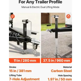 Vevor A-Rahmen-Anhängerheber 2267 kg, 381mm Hub, Anhängerstütze mit verstellbarem 7-stufigem Fallbein & Bohrerbuchse, kompatibel mit Akku-Bohrer, für Wohnmobil-, Nutzfahrzeug- & Yachtanhänger