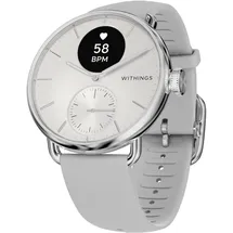 Withings ScanWatch 2 38 mm perlweiß/silber, Sport Flourelastomer-Armband grau/silber