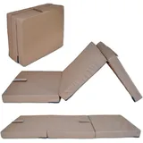 nana shop 3-teilige Faltmatratze, 200x60x10 cm, Wasserfeste Klappmatratze, Gästematratze, Faltbare Matratze, Campingmatratze (Beige)