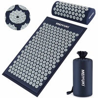 Acupressure Massage Mat and Acupressure Pillow with Carry Bag Relaxation & Meditation - Akupressurmatte mit Kissen Acupressure Set Including Neck Pillow for Neck and Back Pain (Dunkelblau)