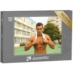 puzzleYOU Puzzle Fitness-Malemodel mit nacktem Oberkörper, 48 Puzzleteile, puzzleYOU-Kollektionen Erotik