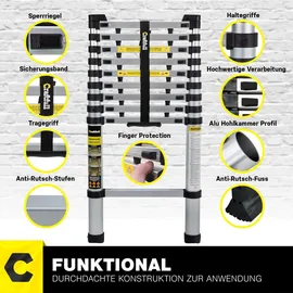 Craftfull Teleskopleiter 2.6 m 9 Sprossen inkl. Tragetasche