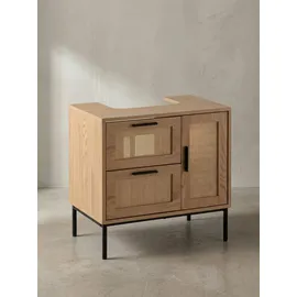 KADIMA DESIGN Waschbeckenunterschrank Eiche-Optik 60 x 60 x 40 cm mit Tür und Schubladen Braun