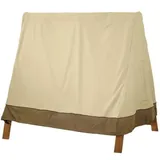 Hollywoodschaukel Abdeckung Spitzdach, 210D Oxford Gewebe mit Schnallen und Kordelzug, Wasserdicht, Winddicht, UV-Beständiges, Gilt für GartenSchaukel(Beige+Coffee,182 * 139 * 170cm)