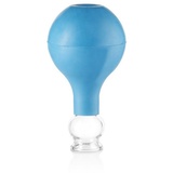 PULOX Schröpfglas aus Echtglas mit Saugball in Blau, 25 mm