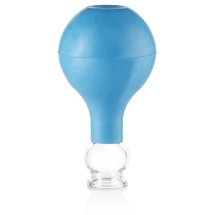 PULOX Schröpfglas aus Echtglas mit Saugball in Blau, 25 mm