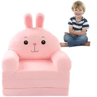 Zerodis Niedliches Cartoon-Faltbares Kindersofa, Kleinkind-Couch Rückenlehne Sessel Kleines Schlafsofa 2 in 1 Faltbares Kindersofa Kurzes Plüschbett Kindersofa Stuhl für Wohnzimmer (Rosa)