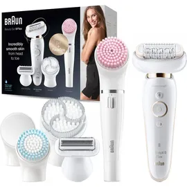 Braun Silk-épil 9 Flex 9100 Beauty Set + FaceSpa weiß/gold