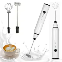 Elektrischer Milchaufschäumer,Handheld Milchaufschäumer Stab,USB Wiederaufladbar ​Milchschäumer Elektrisch Mit zwei Ersatzköpfen,für Kaffee, Latte, Cappuccino, Macha, Macchiato-Schwarz (Weiß)