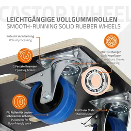 ECD Germany 2er Set Transportroller mit Feststellbremse, 35x50 cm, 800kg Siebdruckplatte, PP-Räder, Transporthilfe Umzug,