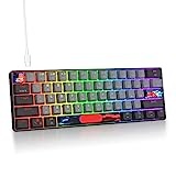 SOLIDEE mechanische Gaming Tastatur 60 Prozent,61 Tasten kompakte mechanische Tastatur RGB Hintergrundbeleuchtung,60% Prozent Tastatur mechanisch QWERTY,Roter Schalter für Win/Mac PC Laptop(61 Dolch)