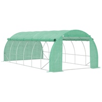 Outsunny Foliengewächshaus Polytunnel 6 x 3 x 2 m begehbares Gewächshaus mit aufrollbar Abdeckungen Folientunnel Treibhaus UV-Schutz Stahlrohr Grün