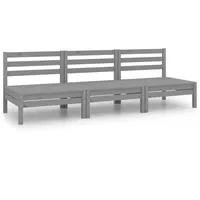 vidaXL 3-tlg Garten-Lounge-Set Grau Kiefer Massivholz