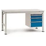 Manuflex Stationär Arbeitstisch UNIVERSAL Basic Standard Kunststoff, Stahl Brillantblau 2.000 x 800 mm