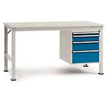 Manuflex Stationär Arbeitstisch UNIVERSAL Basic Standard Kunststoff, Stahl Brillantblau 2.000 x 800 mm