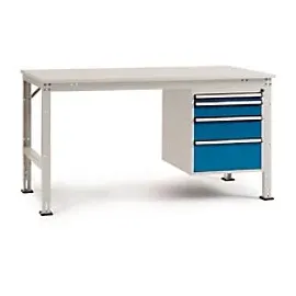 Manuflex Stationär Arbeitstisch UNIVERSAL Basic Standard Kunststoff, Stahl Brillantblau 2.000 x 800 mm