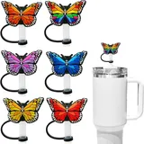 Stanley Trinkhalmkappen für Stanley Cup, kompatibel mit 1,2 l Stanley Tumbler, wiederverwendbare Silikon-staubdichte Strohhalm-Spitzen für Stanley-Krug, Trinkhalme, Stecker (Schmetterling)