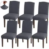 Stuhlhussen Jacquard Passform Protektoren Esszimmer Set von 6 Grau