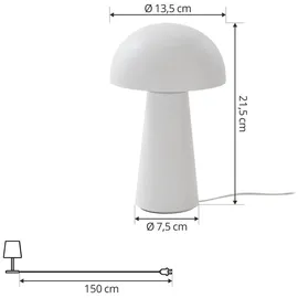LINDBY LED-Akkutischleuchte Zyre, weiß, IP44, Touchdimmer weiß