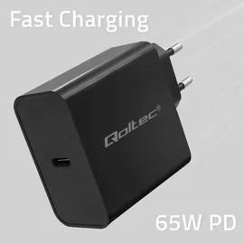 Qoltec Super Quick Pd Ladegerät 1xusb-c 65w 5-20v 3-3,25a Laptop Smartphone Schwarz
