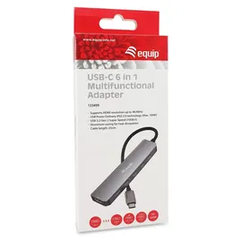 Equip Adapter USB-C->HDMI/3xUSB-C/USB PD 4k/ 60hz 0.25m Alu. - Adapter - Digital/Daten (133499)