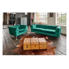 KAWOLA Sessel NARLA Chesterfield Loungesessel Velvet grün