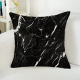 Kissenbezug 80x80 Schwarzer Weißer Marmor Kopfkissenbezug 80x80 Superweicher Baumwolle Hanf Couchkissen Resistent Atmungsaktiv Kissenbezüge 80x80 Verdecktem Zip Voll Sofakissen 80x80cm/1 Pcs