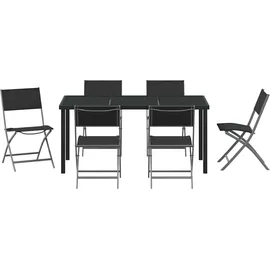 vidaXL 7-teiliges Gartenset - Schwarz Textilene und Stahl