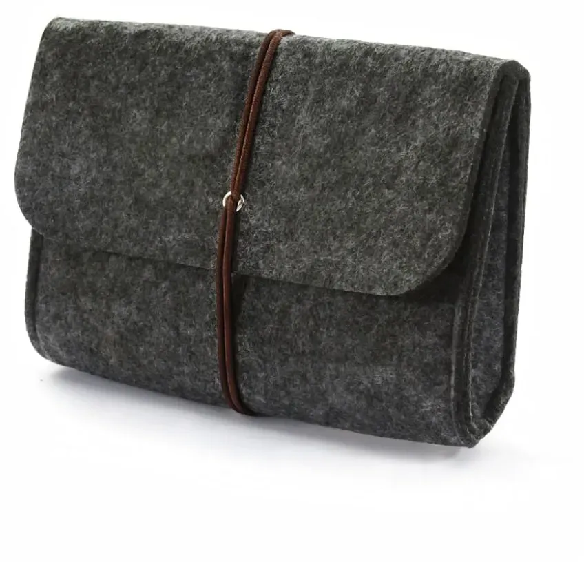 Filz Tasche Täschchen Etui für Smartphone, Festplatte - dunkel grau