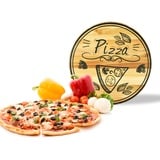 Sendez Pizzateller mit Pizza-Motiv aus Holz ø30cm drehbar Holzteller Drehplatte Drehteller Käseteller Speiseteller Holz