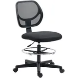 Vinsetto Bürostuhl, Ergonomischer mit Zeichenstuhl verstellbarem Fußring, 93-113 cm Höhenverstellbarer Drehstuhl, Schreibtischstuhl mit Rollen, Arbeitsstuhl, Schwarz