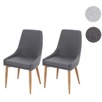 Mendler 2er-Set Esszimmerstuhl HWC-B44 II, Stuhl Küchenstuhl Retro Design