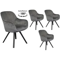 LC Home 4er Set Esszimmerstuhl Drehstuhl »Trevina« Samt Dunkelgrau