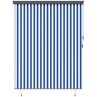 VidaXL Outdoor Rollo Gestreift Verstellbar Blau und weiß 200
