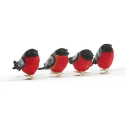 Birds Bullfinch Dekorationen rot mit Clip 4 St.