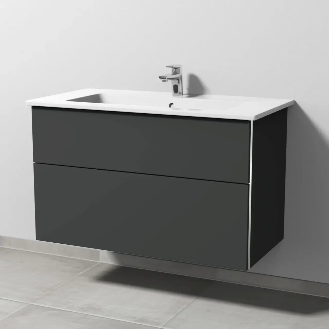 Sanipa 3way Keramik-Set Keramik-Waschtisch und Unterbau (BP324) BP3241B
