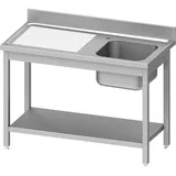 Stalgast Spültisch ECO mit Grundboden 1600x700x850 mm, mit einem Becken rechts, mit Aufkantung, Selbstmontage (AISI201)