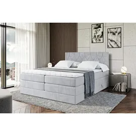 altdecor Boxspringbett VELANTO-BZ KING - 160 x 200 - H3/H4 - Hellgrau