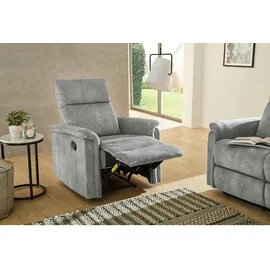 luma-home Relaxsessel 15126 Velours 78 x 100 x 90 cm Grau mit halbautomatischer Relaxfunktion
