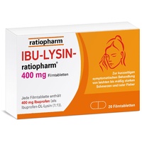 IBU-LYSIN-ratiopharm 400 mg Filmtabletten: Die schnelle Hilfe gegen Schmerzen. Schmerzmittel mit dem Wirkstoff Ibuprofen-Lysin, 20 Stück