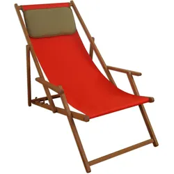 Erst-Holz Sonnenliege Deckchair rot Liegestuhl klappbare Gartenliege Holz Strandstuhl Gartenmöbel 10-308KD