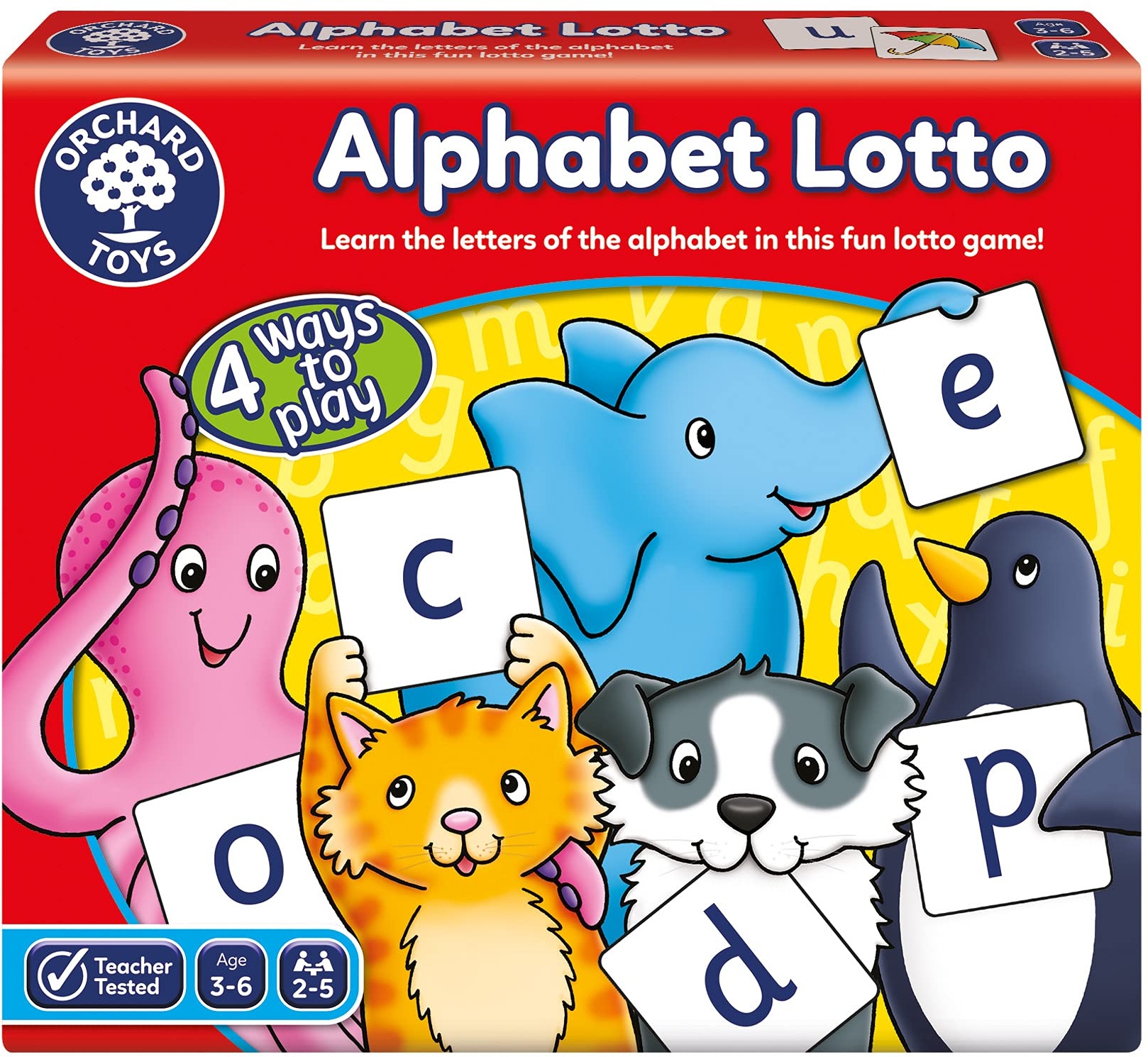 Orchard Toys Alphabet Lotto Game, Learn The Letters of The Alphabet, Fun Memory Game for Children Age 3-6. 4 Ways to Play! Educational Toy