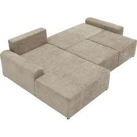 Mirjan24 Ecksofa Berne, Eckcouch mit Schlaffunktion und Bettkasten, Stilvoll Wohnzimmer Polstermöbel (Farbe: Sierra 744, Seite: Links) - Beige