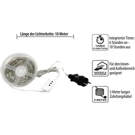 NORTHPOINT LED Effektlichterkette mit Musiksensor 100 LEDs IP44 10m lang Memoryfunktion mit Timer Transparent