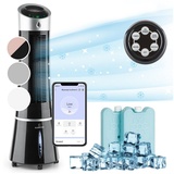 Klarstein Skyscraper Ice Smart 4-in-1 Luftkühler, Ventilator, Luftbefeuchter & Ionisation i 6 l Wassertank, Oszillation, 30 w, 210 m3/h, Timer i Klimagerät ohne Abluftschlauch,