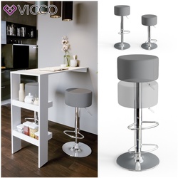 Vicco Design Barhocker 2er Set Grau Schminkhocker höhenverstellbar Drehstuhl
