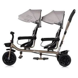 Chipolino Zwillingsdreirad Hip Hop, zwei Kinder, bis 40 kg, Sitze 360° drehbar hellbraun