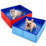 Generisch 2 Stück Hundepool Faltbar Eckig - PVC Schwimmbecken Für Hunde - Planschbecken Für Haustiere - Rutschfester Hunde Swimmingpool Für Kleine Hundes Und Katzen - 50x50x10cm